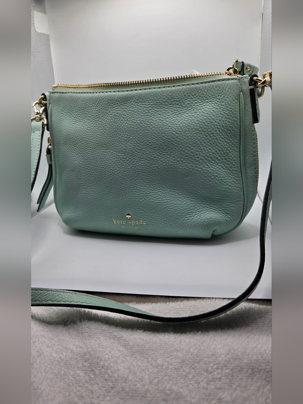 Kate Spade Mint Green Pebbled Leather Crossbody
